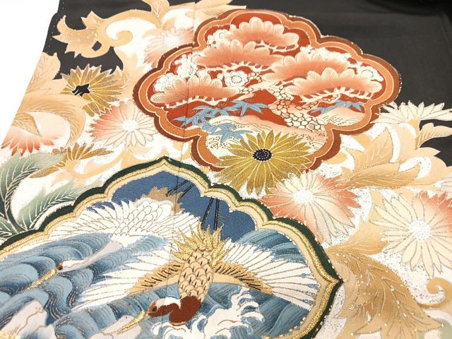 平和屋着物■豪華黒留袖 花鳥文 正絹 逸品 CABH4023xe