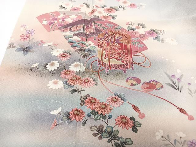 平和屋着物■訪問着 扇面几帳花文 暈し染め 正絹 逸品 CABH4027xe