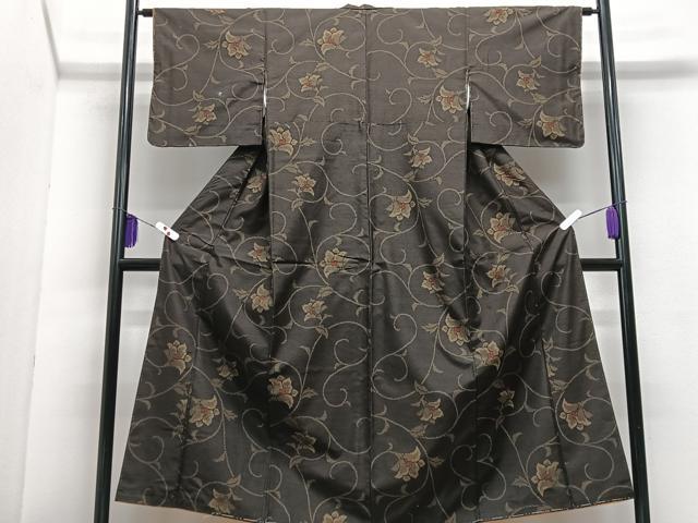 平和屋着物■上質な紬 花唐草文 正絹 逸品 未使用 CABH4030xe