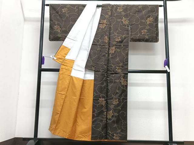 平和屋着物■上質な紬 花唐草文 正絹 逸品 未使用 CABH4030xe