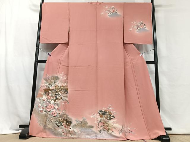 平和屋着物■訪問着 地紙花鳥文 暈し染め 正絹 逸品 CABH4048xe
