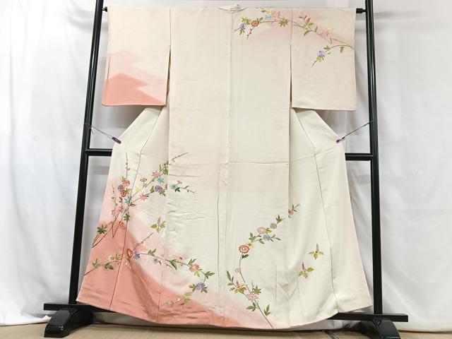 平和屋着物■訪問着 刺繍 枝花文 正絹 逸品 CABH4053xe