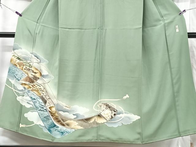 平和屋着物■訪問着 作家物 駒刺繍 短冊風景松文 暈し染め 金彩 正絹 逸品 CABH4056xe