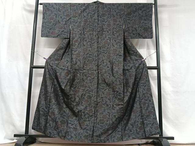 平和屋着物■本場大島紬 更紗花文 正絹 逸品 CABH4068xe