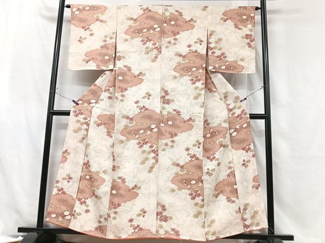 平和屋着物■上質な小紋 雲取り草花文 正絹 逸品 未使用 CABH4073xe