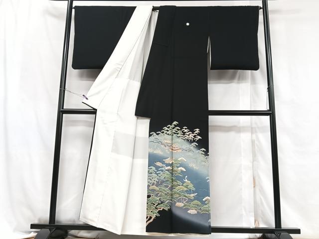 平和屋着物■豪華黒留袖 風景松文 暈し染め 金彩 正絹 逸品 CABH4097xe