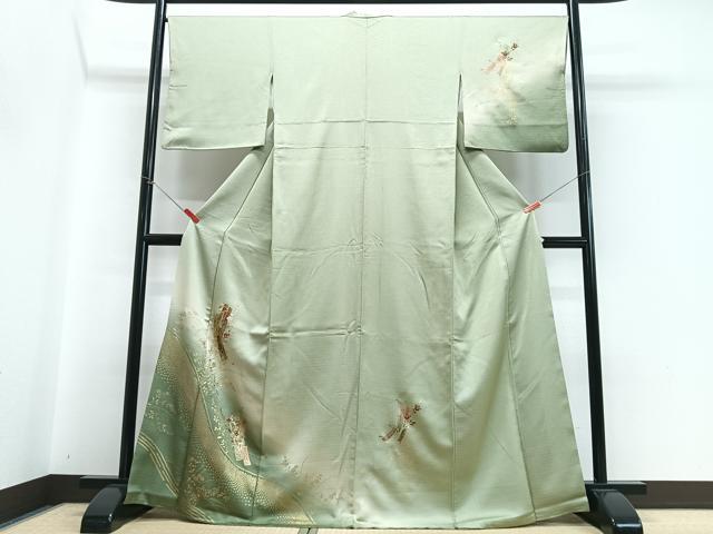 平和屋着物■訪問着 几帳花文 暈し染め 金彩 正絹 逸品 CABH4106xe