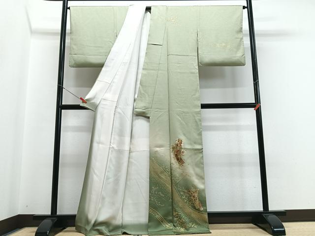 平和屋着物■訪問着 几帳花文 暈し染め 金彩 正絹 逸品 CABH4106xe