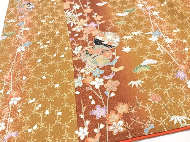 平和屋着物■上質な小紋 雪輪枝垂れ花文 暈し染め 金彩 胴抜き仕立て 正絹 逸品 CABH4109xe