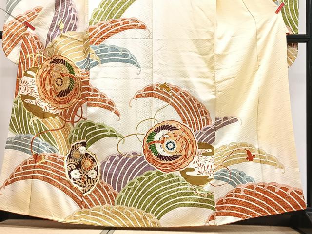平和屋着物■豪華振袖 駒刺繍 立波花鳥文 金彩 正絹 逸品 CABH4112xe