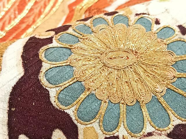 平和屋着物■豪華振袖 駒刺繍 立波花鳥文 金彩 正絹 逸品 CABH4112xe