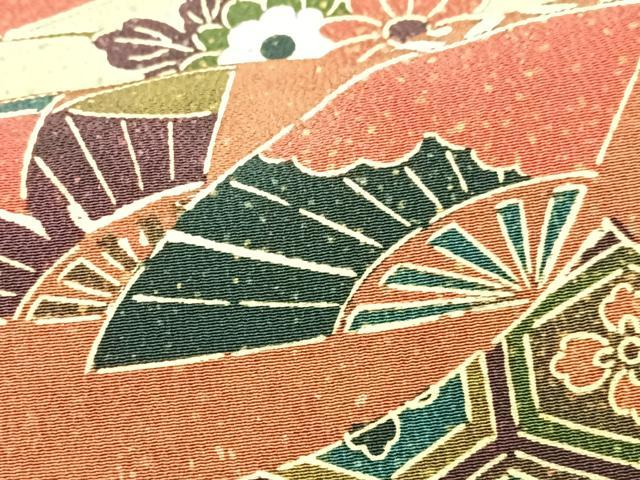 平和屋着物■上質な小紋 扇面芝草花文 正絹 逸品 CABH4115xe