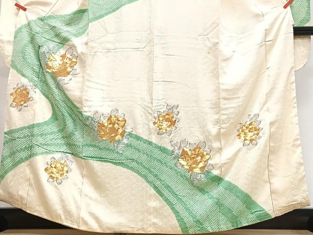 平和屋着物■豪華振袖 絞り 流水舞花文 金銀彩 正絹 逸品 CABH4117xe