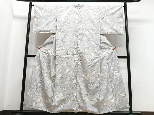 平和屋着物■上質な紬 草花文 正絹 逸品 CABH4118xe
