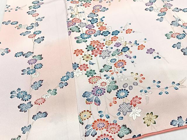 平和屋着物■上質な小紋 草花文 金銀彩 正絹 逸品 CABH4119xe