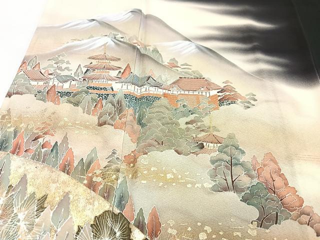平和屋着物■豪華黒留袖 作家物 遠山風景文 暈し染め 金彩 正絹 逸品 CABH4120xe