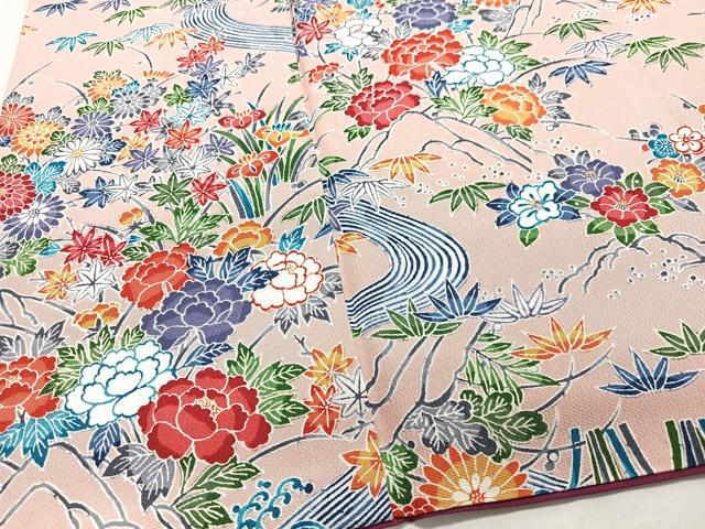 平和屋着物■上質な小紋 流水枝花文 正絹 逸品 CABH4133xe
