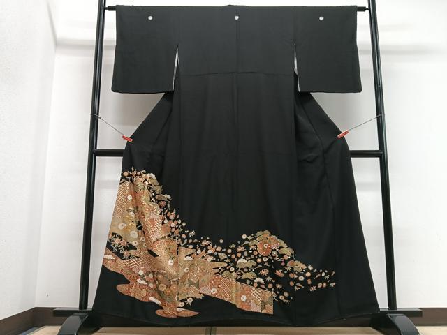 平和屋着物■豪華黒留袖 駒刺繍 吉祥松文 金彩 正絹 逸品 CABH4219xe
