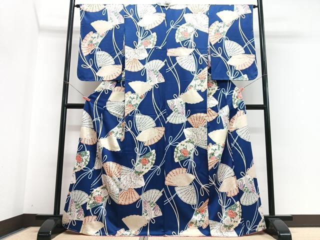 平和屋着物■上質な小紋 扇面花文 金彩 正絹 逸品 CABH4223xe