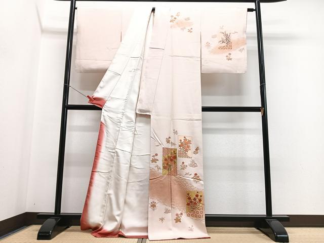 平和屋着物■訪問着 色紙芝草花文 暈し染め 金彩 正絹 逸品 CABH4229xe