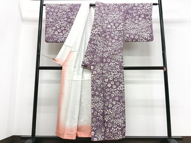 平和屋着物■上質な小紋 草花文 正絹 逸品 CABH4231xe