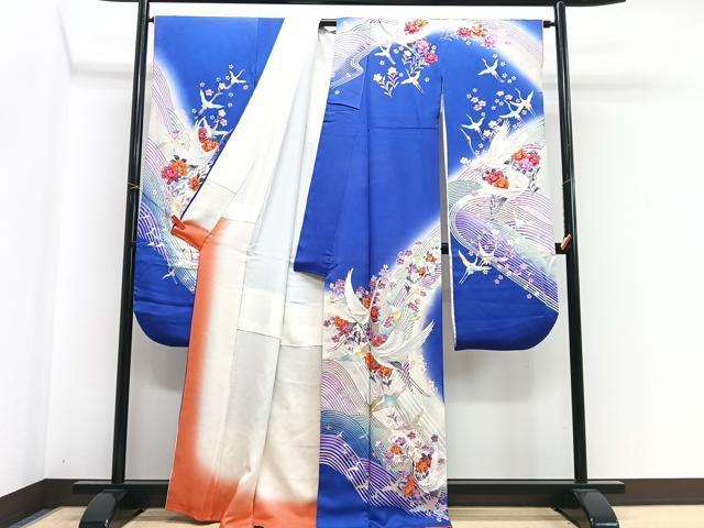 平和屋着物■豪華振袖 飛鶴立波花文 暈し染め 金彩 正絹 逸品 CABH4242xe