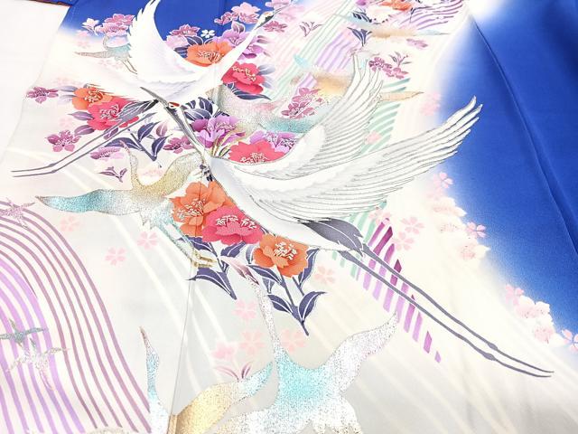 平和屋着物■豪華振袖 飛鶴立波花文 暈し染め 金彩 正絹 逸品 CABH4242xe