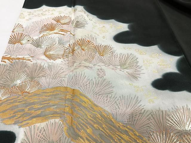 平和屋着物■豪華黒留袖 駒刺繍 松葉文 金銀彩 正絹 逸品 CABH4247xe