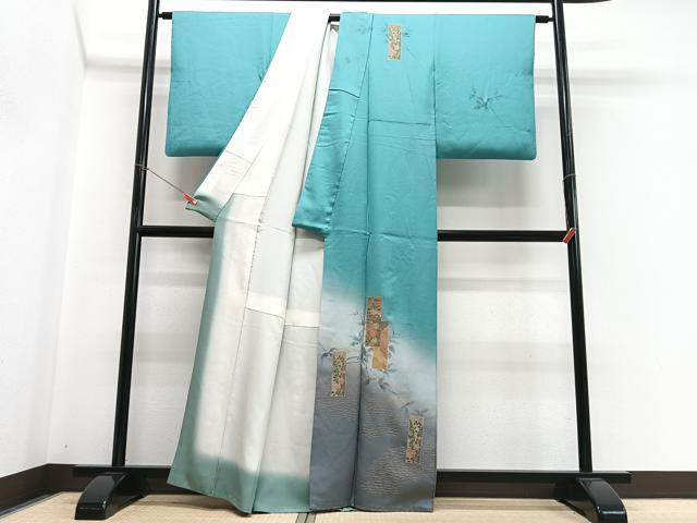 平和屋着物■訪問着 刺繍 短冊芝草花文 暈し染め 金彩 正絹 逸品 CABH4257xe