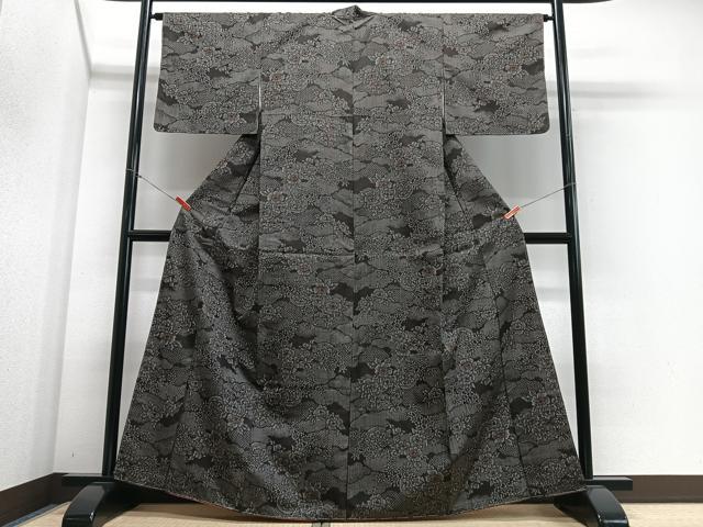 平和屋着物■本場大島紬 草花文 証紙付き 正絹 逸品 CABH4260xe