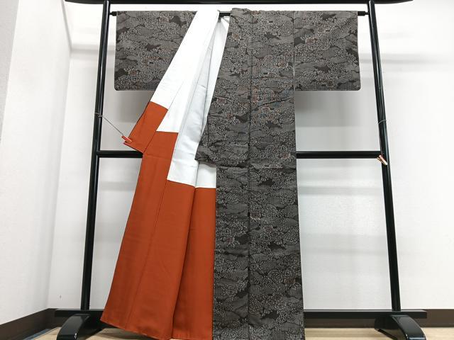 平和屋着物■本場大島紬 草花文 証紙付き 正絹 逸品 CABH4260xe
