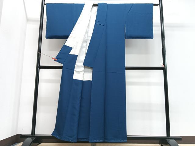 平和屋着物■上質な色無地 留紺色 正絹 逸品 CABH4263xe