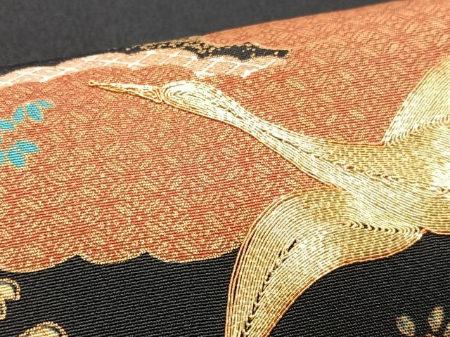 平和屋着物■豪華黒留袖 駒刺繍 飛鶴松文 鉾 金彩 正絹 逸品 CABH4264xe