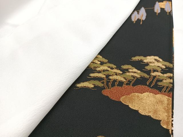 平和屋着物■豪華黒留袖 駒刺繍 飛鶴松文 鉾 金彩 正絹 逸品 CABH4264xe