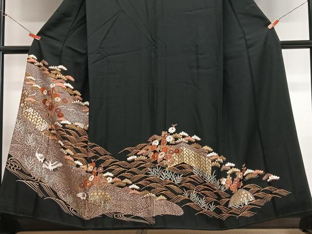 平和屋着物■豪華黒留袖 立波花鳥文 金彩 正絹 逸品 CABH4271xe