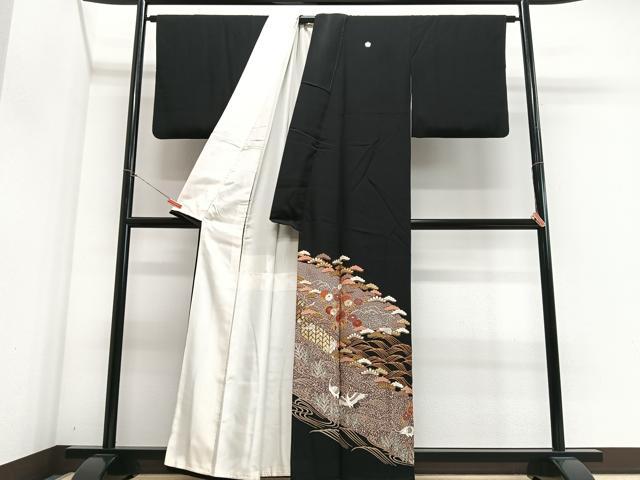 平和屋着物■豪華黒留袖 立波花鳥文 金彩 正絹 逸品 CABH4271xe