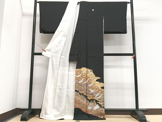平和屋着物■豪華黒留袖 作家物 飛鶴浜松文 金彩 正絹 逸品 CABH4277xe