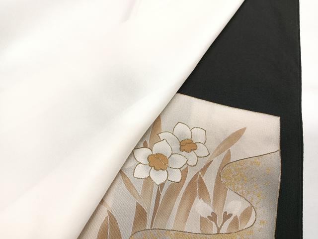 平和屋着物■豪華黒留袖 駒刺繍 色紙花文 金銀彩 正絹 逸品 CABH4279xe
