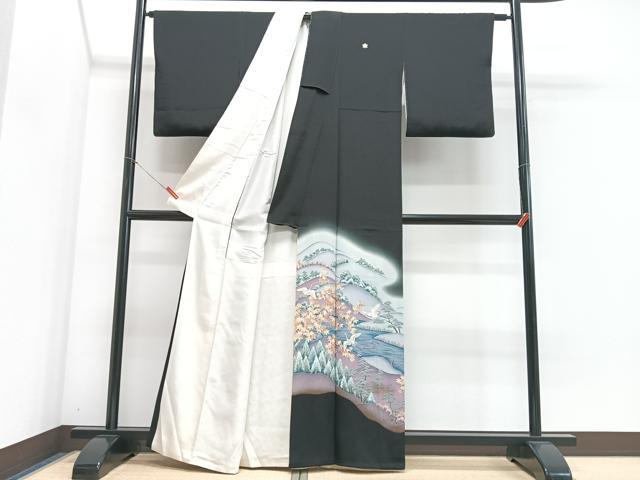 平和屋着物■豪華黒留袖 風景文 暈し染め 金彩 正絹 逸品 CABH4289xe