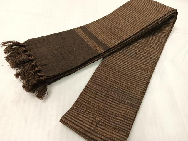平和屋着物●男性 角帯 紬地 横縞 正絹 逸品 CABH4418vp