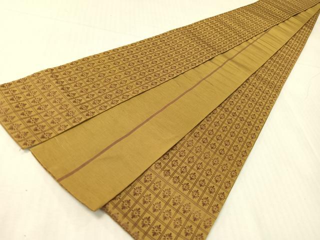 平和屋着物●男性 本場筑前博多織 角帯 格子花文 正絹 逸品 CABH4433vp