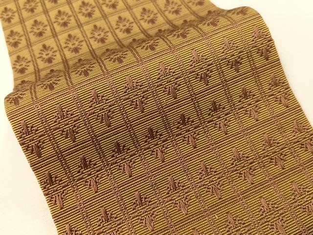 平和屋着物●男性 本場筑前博多織 角帯 格子花文 正絹 逸品 CABH4433vp