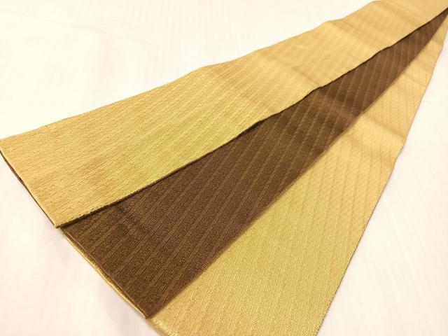 平和屋着物○男性 両面 角帯 博多織 菱吉祥文 芥子色 黄枯茶色