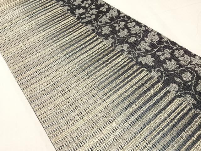 平和屋着物▽両面 六通柄袋帯 スリーシーズン 春夏秋 櫛織 本泥染 草花間道 金銀糸 反端付き 正絹 逸品 CABH4440vp