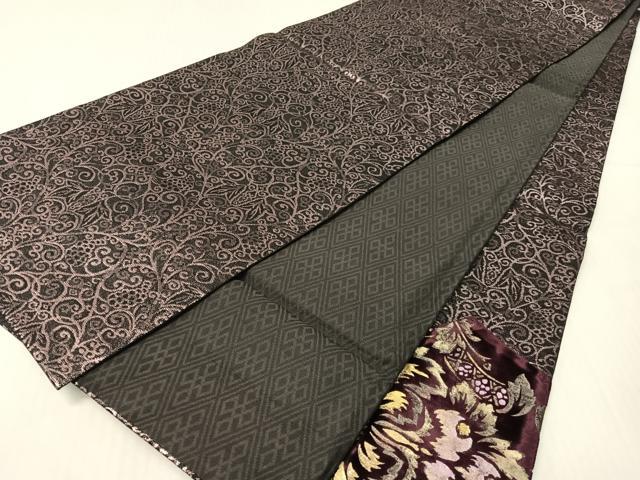 平和屋着物●太鼓柄袋帯 切嵌 ベロア 花唐草吉祥文 金彩 正絹 逸品 未使用 CABH4446vp