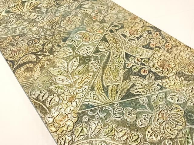 平和屋着物●六通柄袋帯 金唐革 辻が花 正絹 逸品 CABH4447vp