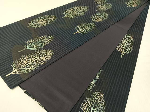 平和屋着物●六通柄袋帯 紬地 樹林文 金銀彩 正絹 逸品 CABH4453vp