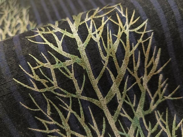平和屋着物●六通柄袋帯 紬地 樹林文 金銀彩 正絹 逸品 CABH4453vp