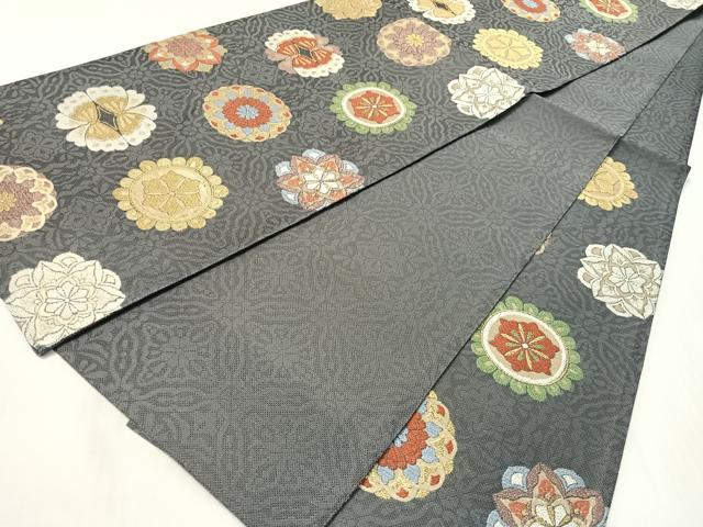 平和屋着物▽西陣 六通柄袋帯 スリーシーズン 春夏秋 正倉院花蝶文 金銀糸 証紙付き 正絹 逸品 CABH4457vp