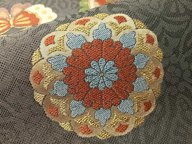 平和屋着物▽西陣 六通柄袋帯 スリーシーズン 春夏秋 正倉院花蝶文 金銀糸 証紙付き 正絹 逸品 CABH4457vp